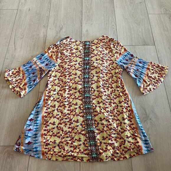 Soft Surrounding Fifi Embroidered Floral Tunic Top Colorful Bell Sleeve size L - Picture 5 of 9